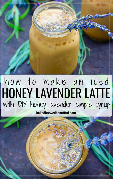 Lavender Drinks Coffee, Honey Lavender Coffee, Spring Iced Coffee, Honey Lavender Latte Recipe, Lavender Iced Latte, Lavender Honey Syrup, Lavender Oat Milk Latte Starbucks, Lavender Oat Milk Latte, Lavender Coffee Syrup