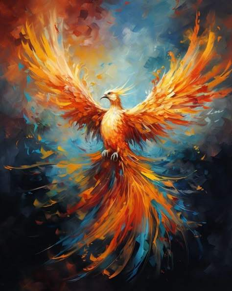 Phoenix Bird Painting, Phoenix Artwork Paintings, Phoenix Oil Painting, Phinex Bird Drawing, Phoenix Painting Acrylic Easy, Phoenix Paintings, Phoenix Painting Acrylic, Flying Phoenix Tattoo, Phoenix Painting