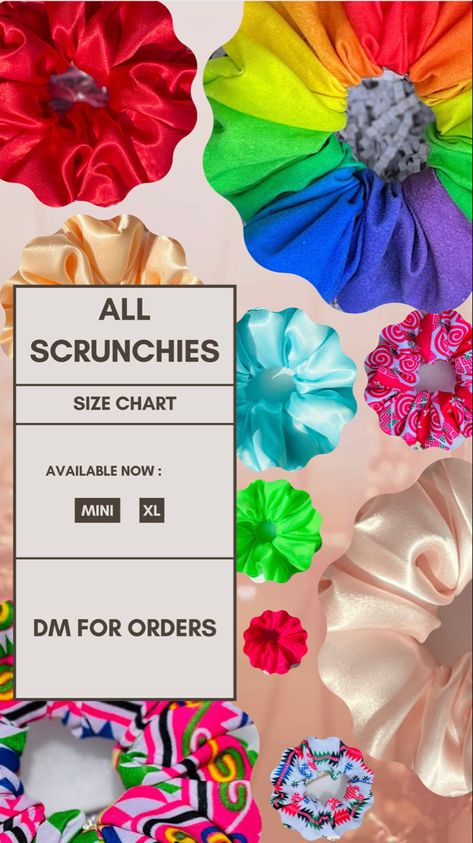 Scrunchie Sizes, Scrunchies, Poppies, Size Chart, Moon