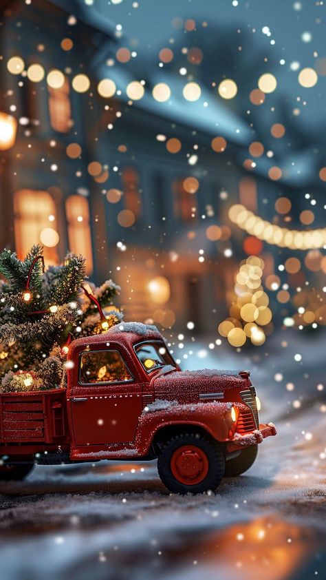 Christmas Truck Wallpaper, Truck Wallpaper, Wallpaper Iphone Christmas, Christmas Truck, Red Truck, Wallpaper 4k, Christmas Wallpaper, Iphone Wallpaper, Iphone