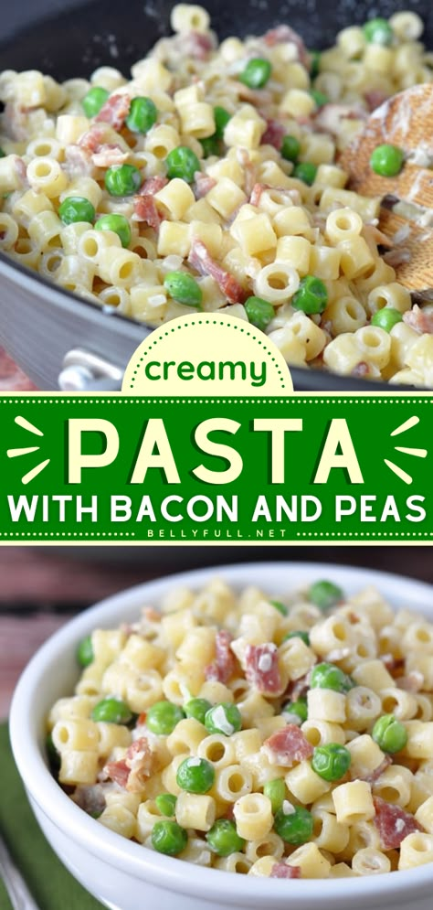 Creamy Pasta with Bacon and Peas Creamy Pasta Salad With Peas And Bacon, Pea And Bacon Pasta Salad, Pasta Salad With Peas And Bacon, Creamy Pasta And Peas, Pasta Peas Bacon, Ditalini Pasta Recipes Cold, Ditalini Pasta Salad, Ditalini Pasta Recipes, Creamy Pasta With Bacon