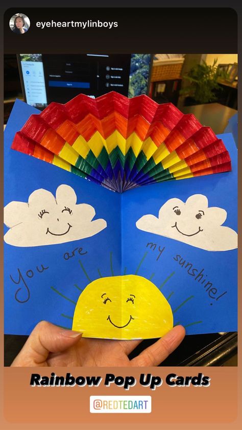 Rainbow Get Well Card, Rainbow Greeting Cards, Rainbow Birthday Card Diy, Rainbow Birthday Cards Handmade, Get Well Cards Made By Kids, Kids Greeting Cards Ideas, Easy Birthday Cards For Kids, Easy Greeting Cards Handmade, Griting Card