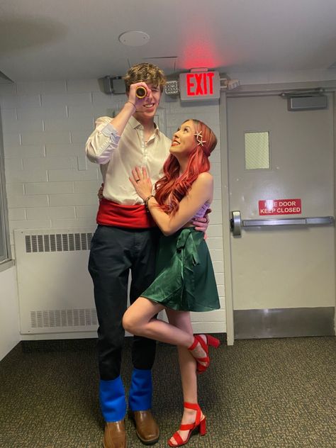 couples halloween costume Ariel Prince Eric Costume, Noah And Ally Halloween Costume, Noah And Allie Costume, Ariel And Eric Costume Couple, Couples Costumes Red Hair, Ariel And Eric Halloween Costume, Red Hair Halloween Costumes Couple, Ariel And Prince Eric Costume, Red Head And Brunette Halloween Costumes