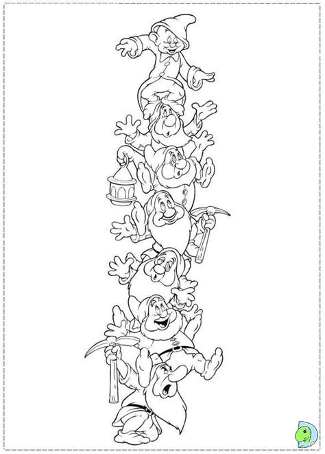 Seven Dwarves Snow White Coloring Pages, Disney Sleeve, Snow White Seven Dwarfs, Sette Nani, Disney Princess Snow White, Snow White And The Seven Dwarfs, The Seven Dwarfs, Disney Colors, Disney Coloring Pages