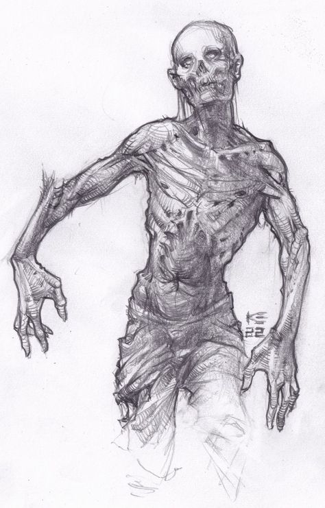 Pencil drawing from photo reference. Decaying Body Drawing, Horror Poses Reference Drawing, Zombies Drawing Reference, Zombie Reference Drawings, How To Draw A Zombie, Zombie Reference Pose, Skeletons Reference, How To Draw Zombies, Possessed Drawing