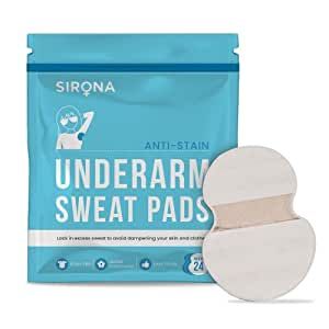 Sirona Disposable Underarm Sweat Pads - 24 Pads, Antiperspirant Absorbent Odour Blocker Pads Armpit Dress Shields, Fights Hyperhidrosis Dress Shields, Underarm Sweat Pads, Underarm Stains, Sweat Pads, Pit Stains, Man Pad, Sweat Stains, Sanitary Napkin, Excessive Sweating