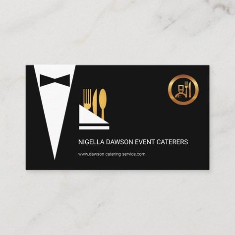 Catering Visiting Cards Design, Classic Business Card, Catering Business Cards, Catering Logo, Restaurant Business Cards, Buisness Cards, Name Card Design, Visiting Card Design, Catering Business