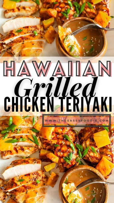 Pineapple Chicken Teriyaki, Hawaii Chicken, Hawaiian Pineapple Chicken, Teriyaki Chicken Marinade, Teriyaki Skewers, Hawaiian Grilled Chicken, Teriyaki Pineapple Chicken, Monday Meals, Grilled Pineapple Chicken