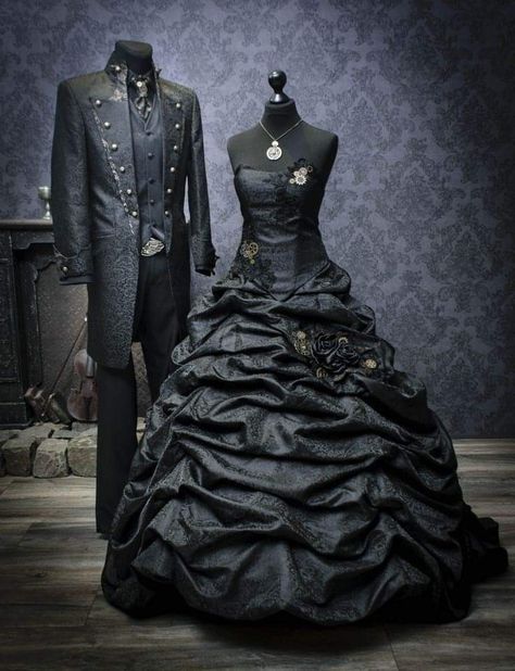 Extravagant Wedding Dress, Goth Wedding Dresses, Steampunk Wedding Dress, A Black Wedding, Extravagant Wedding Dresses, Black Wedding Gowns, Black Wedding Dress, Extravagant Wedding, Gothic Wedding Dress