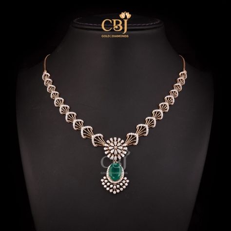 CBJ Ultra Lite Wt Pearl Necklace Light Weight Necklace Designs, Light Weight Diamond Necklace, Aa Necklace, Jwellary Design, Diamond Necklace Indian, Emerald Set, Choker Necklace Designs, Diamond Pendent, Diamond Pendants Designs