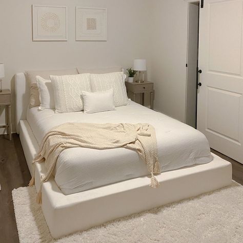 Basic Bedroom, Low Profile Bed Frame, Low Platform Bed, Low Bed Frame, Low Profile Bed, Future Bedroom, White Bed Frame, Minimalist Bed, Modern Platform Bed