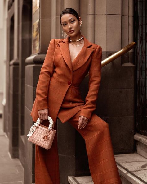 MICAH GIANNELI’s Instagram photo: “Suited up in @alicemccallptyltd 🧡 @dior bag & jewellery 🤎 #alicemccall #dior” Micah Gianneli, Check Suit, Alice Mccall, Wardrobe Outfits, Influencers Fashion, How To Pose, Jumpsuit Fashion, Casual Street Style, How To Look Classy