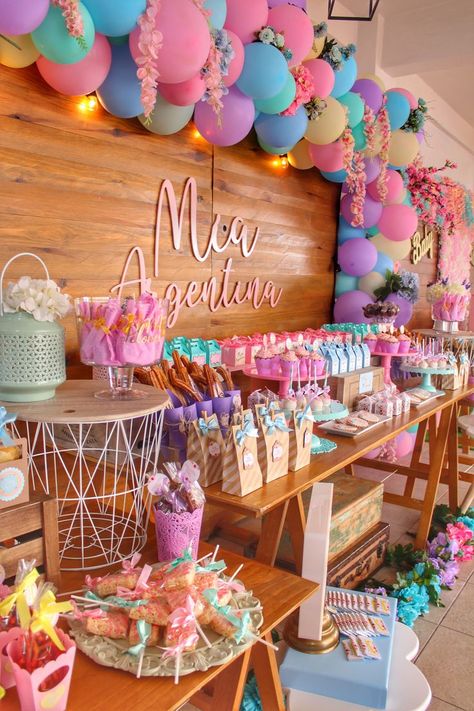 Pastel Candy Bar Ideas, Pastel Candy Bar, Ideas Mesa Dulce, Pink Party Tables, 17. Geburtstag, Dessert Table Birthday, Girl Dinosaur Birthday, Baby Shower Candy Bar, Sweet Carts