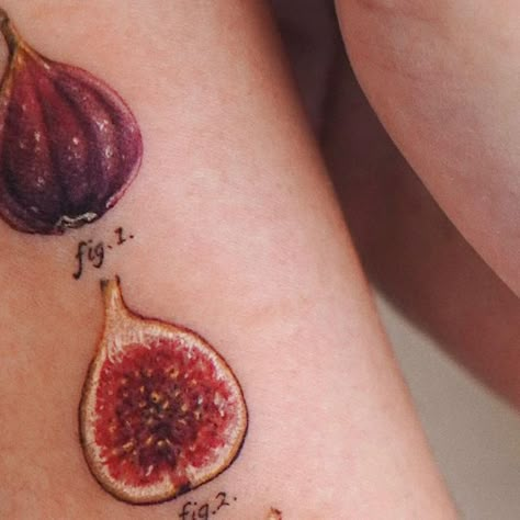 Seulki Park on Instagram: "fig.1 fig.2 fig.3 (each size 1inch🔍 @abii_tattoo @vismstudio 📧 abii@vismstudio.com #botanicaltattoo #figtattoo #fruittattoo #berrytattoo #latattoo #latattooartist #losangelestattoo #fig #microtattoo" Fig 1 Fig 2 Tattoo, Fig Tattoo Sylvia Plath, Fig Tattoo, Fish Bone Tattoo, Fig Art, Traditional Tattoo Flash Art, Fruit Tattoo, Father Tattoos, La Tattoo