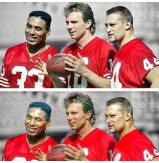 Roger Craig, Joe Montana and Tom Rathman Pro Football Teams, 49ers Players, Nfl Football 49ers, Forty Niners, Sporting Legends, San Francisco 49ers Football, Nfl 49ers, 49ers Fans, Joe Montana