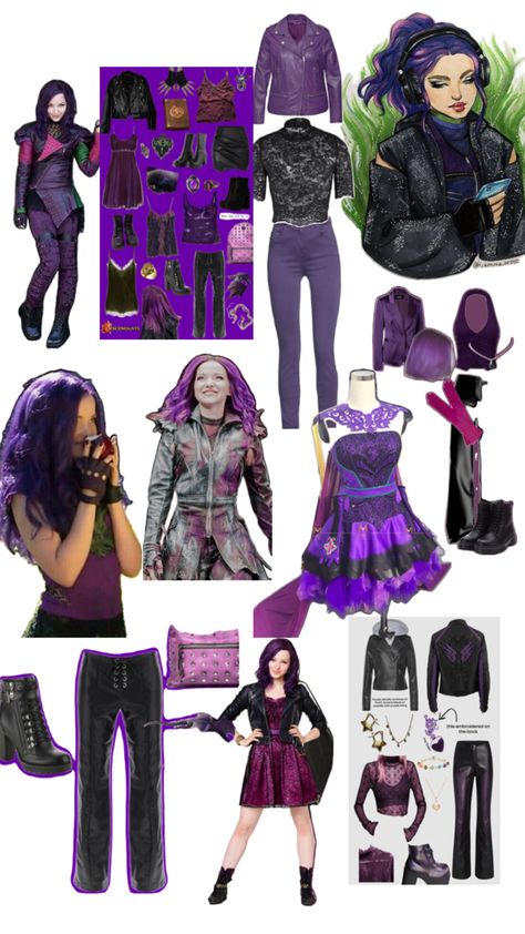 Mal Descendants Costume, Wrestling Gear Ideas, Mal Costume, Evie Costume, Descendants Clothes, Nostalgic Cartoon, Mal Bertha, Descendants Costumes, Mal Descendants