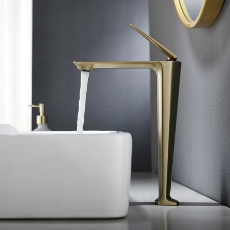 Single Bathroom Faucet, Easy Deck, Gold Bathroom Faucet, Deck Installation, Vessel Faucets, Gold Bathroom, Single Hole Faucet, Sink Taps, Ceramic Plate