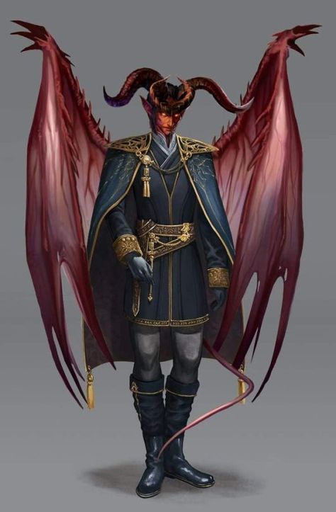 Winged Tiefling Art, Cambion Art, Deamon Prince, Dnd Tiefling, Fantasy Demon, Dark Sun, Ange Demon, Fantasy Races, Dungeons And Dragons Characters