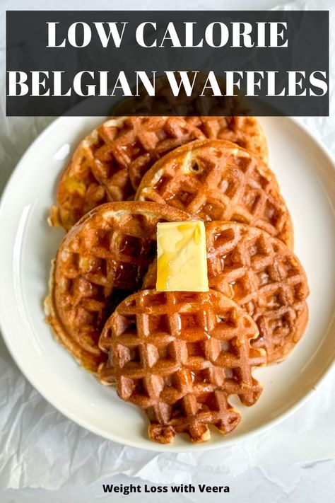 If you're tired of the same boring breakfast options for weight loss, try these low calorie waffles for just 308 calories! #lowcaloriewaffles #skinnywaffles #healthywaffles #lowcaloriebreakfast Low Calorie Waffles, Low Calorie Waffle Recipe, Lunch Low Calorie, Breakfast Low Calorie, Dinner Low Calorie, Meals Low Calorie, Low Calorie Lunch, Low Calorie Dinner, Low Calorie Lunches