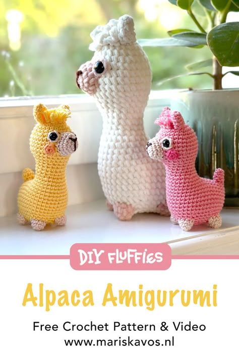 Amigurumi Free patterns and step-by-step crochet tutorials. You can find this cute alpaca / llama amigurumi crochet pattern on www.mariskavos.nl, great for beginners. Learn how to crochet Amigurumi with the DIY fluffies Patterns and video's. Mini Crochet Animal Patterns, Amigurumi Tips And Tricks, No See Crochet Amigurumi, Alpaca Yarn Crochet Patterns, Armadillo Crochet Pattern Free, Crochet Patterns Amigurumi Free, Quick Crochet Amigurumi Free Patterns, Amugari Crochet, Crochet Arigami Patterns Free