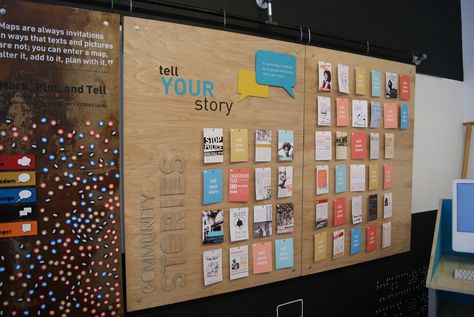 A place in the hallway for people to tell their stories about UH- tenants, renters and alum. Church Welcome Center, Installation Interactive, Church Lobby, Brochure Display, Info Board, Interactive Walls, Exhibition Display, Church Design, Environmental Design