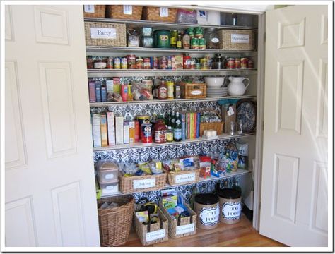 Giftwrapped-Pantry-Closet Small Coat Closet Ideas, Closet To Pantry, Coat Closet Ideas, Converted Closet, Pantry Closet Organization, Small Coat Closet, Pretty Pantry, Kitchen Towel Rack, Diy Pantry Organization