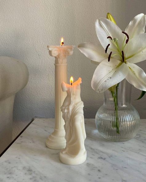 Bedroom Candles, Roman Candle, Roman Columns, Beautiful Home, Dream Room, Beautiful Homes, Candle Holders, Candles, On Instagram