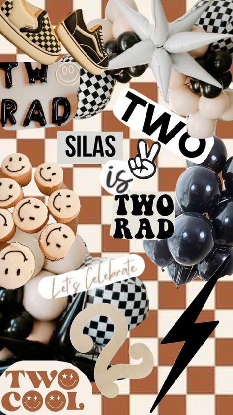 #myfirstshuffle #tworad #2rad #toddlerbirthday #toddlerboy #birthdaytheme #tworadparty #vans #checker #caramel #boho #smiley #rad #twocool #two #2 #lightning #coolkid #iam2 #twohappy Dude Birthday Party, 2nd Birthday Party For Boys, Second Birthday Ideas, 2nd Birthday Party Themes, Kids Birthday Theme, Baby Themes, Toddler Birthday, Boy First Birthday