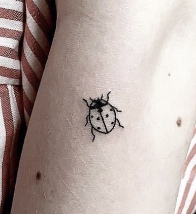 One Line Ladybug Tattoo, Ladybug Tattoo Drawing, Minimalist Ladybug Tattoo Simple, Ladybug Line Tattoo, Simple Ladybug Tattoo Outline, Small Ladybug Tattoo Black And White, Ladybug Tattoo Fine Line, Simple Ladybug Drawing, Ladybug Outline Tattoo