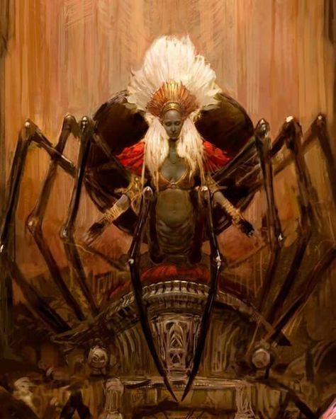 Lolth the Spider Queen by Justin Sweet Justin Sweet, Spider Queen, Fantasy Role Playing, Cosmic Horror, Dark Elf, D&d Dungeons And Dragons, Modern Fantasy, Goddess Art, High Fantasy