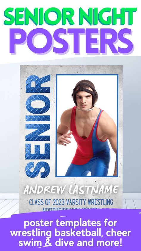 poster of a high school wrestler for senior night Wrestling Posters High School, Wrestling Senior Night, Senior Night Poster, Tribute Poster, Senior Night Posters, Wrestling Posters, High School Sports, Senior Night, Swimming Diving