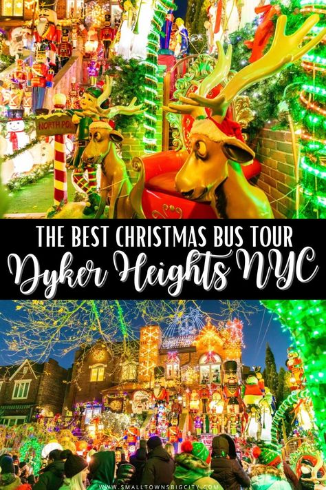 Dive into the heart of the holiday season with a mesmerizing bus tour through the radiant streets of Dyker Heights Christmas Lights. #NYCChristmas #NYCChristmasDecorations New York City Background, Dyker Heights, Christmas Light Tour, New York City Images, Summer In Nyc, New York City Pictures, New York City Christmas, New York City Guide, Nyc Times Square