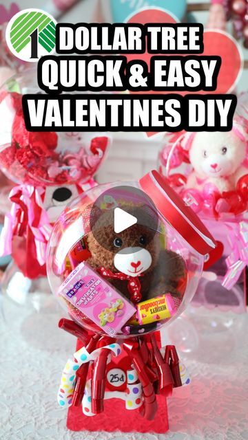 Dollar Store Valentines Gifts For Friends, Valentine Diy Gifts For Kids Classroom, Diy Dollar Tree Valentines Gifts For Kids, Diy Valentines Dollar Tree, Dollar Tree Gumball Machine Diy, Plastic Candy Cane Crafts, Valentine Gift Crafts, Valentine Dollar Store Crafts, Valentine’s Day Crafts From Dollar Tree