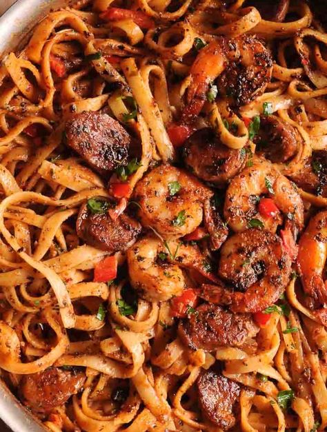 Cajun Shrimp Pasta With Sausage, Pasta Spicy, Creamy Cajun Shrimp, Shrimp And Sausage Pasta, Pasta Recipes Video, Creamy Cajun Shrimp Pasta, Pasta With Shrimp, Shrimp And Sausage, Cajun Shrimp Pasta