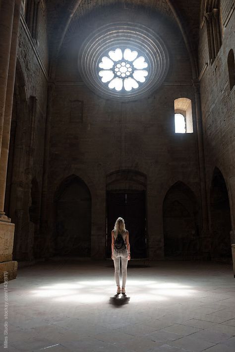 Cathedral Photoshoot Ideas, Woman Standing Back View, Etta Marcus, Cathedral Photoshoot, Morgan Fgo, Church Photoshoot, Church Photo Ideas, Cathedral Aesthetic, The Course Of Empire