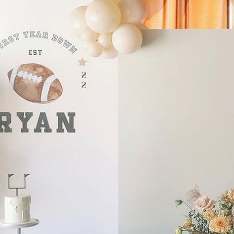 Diana Bang on Instagram 1st Down Birthday, Football Themed First Birthday, Bday Backdrop, Themed First Birthday, First Down, 1st Year, Back Drop, Football Party, A Football