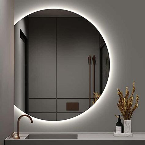 Oval Led Mirror Bathroom, Washbasin Mirror Design, Cruise Suite, Mirror Tiles Bathroom, Mirror Background, Led Light Mirror, Mirror Decor Ideas, Bathroom Mirror Design, Suite Room