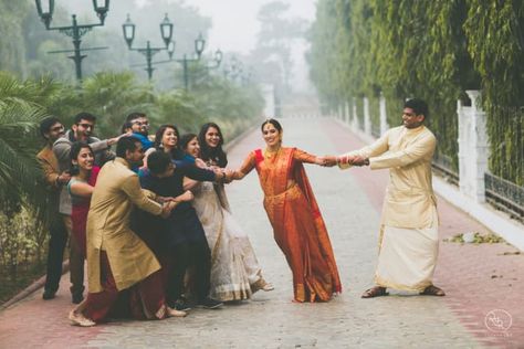 Photographer - The Group Picture! Photos, Telegu Culture, Beige Color, Bridal Makeup, Groom Sherwani, Designer Groom Wear pictures, images, vendor credits - Country Inn and Suites, Lakshya Manwani Photography, Om Prakash Jawahar Lal, WeddingPlz Funny Wedding Poses, Bride Shot, Marriage Photoshoot, Wedding Group Photos, Bridesmaid Poses, Groom Sherwani, Bridesmaid Photoshoot, Indian Wedding Poses, Kerala Wedding Photography