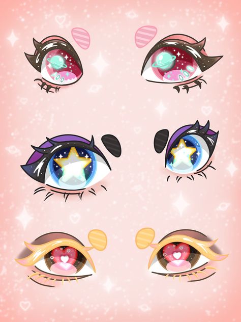 Anime Eyes Sparkle, Doe Eyes Reference Drawing, Drawing Eyes Aesthetic, Starry Anime Eyes, Eyes With Stars Drawing, Space Eyes Drawing, Jewel Eyes Drawing, Pretty Eyes Art, Magic Eyes Drawing