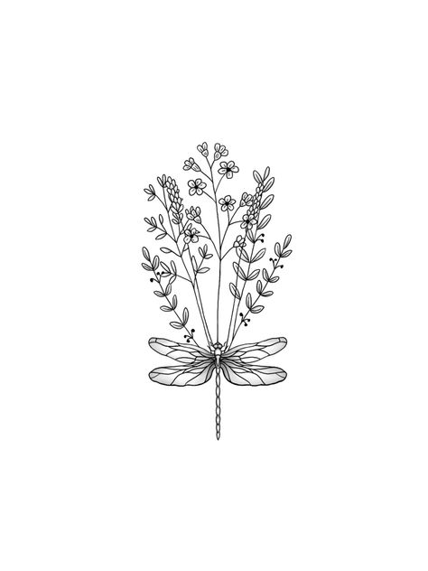 Dainty Dragonfly Tattoo With Flowers, Firefly And Flowers Tattoo, Dragonfly Drawing Tattoo Design, Dragonfly Tattoo Flowers, Dragonfly Book Tattoo, Vintage Dragonfly Tattoo, Dragon Fly Tattoo Thigh, Base Of The Neck Tattoo, Boho Dragonfly Tattoo