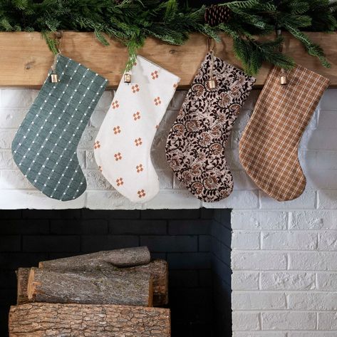 Gold Christmas Stockings, Traditional Christmas Stockings, Farmhouse Christmas Stockings, High End Boutique, Cute Christmas Stockings, Plaid Stockings, Vintage Christmas Stockings, Handmade Tree, Striped Stockings