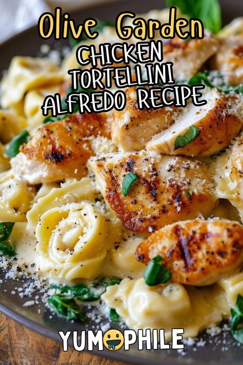 Chicken Tortellini Alfredo Olive Garden Recipe Copycat Olive Garden Tortellini Alfredo, Easy Chicken Tortellini Alfredo, Chicken Piccata Tortellini, Chicken Tortellini Olive Garden, Tortellini Pasta Alfredo, Olive Garden Tortellini Recipes, Chicken Bacon Tortellini Alfredo, Chicken Tortellini Alfredo Recipes, Tortellini Alfredo With Chicken