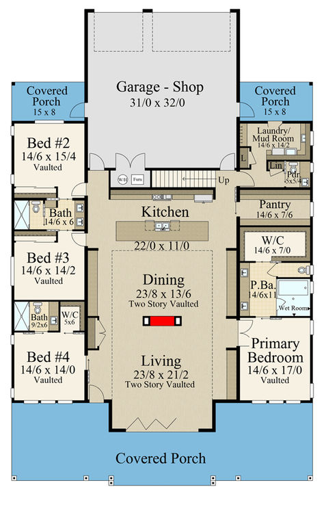 Luxury Barndominium-Style House Plan with Upstairs Loft and Bedroom Suite Barndominium With Elevator, 4 Bed Modular Home Plans, 4bd Barndominium, Barndominium With Mil Suite, Bedroom Off Kitchen Floor Plans, Barndo Open Floor Plans, 4 Bedroom House With Loft, Simple Barndominium Plans, 4 Bed 2 Bath Floor Plans Open Concept