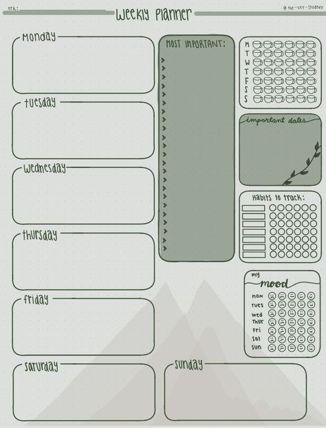 🌿🌞Nature Themed Week Planner ⛰🌛 - Notability Gallery | Weekly Printable Planner By  John Champlin Weekly Planner Astethic, Cute Weekly Planner Template Aesthetic, Weekly School Planner Template, Digital Planner Themes, Good Notes Planner Template, Study Weekly Planner, Weekly Planner Template Aesthetic, Cute Weekly Planner Template, Month Planner Template