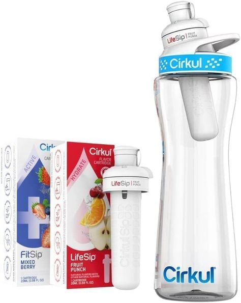 Cirkull 22 oz Plastic Water Bottle Starter Kit with Blue Lid With 1 Fruit Punch & 1 Mixed Berry Cartridge - Great for staying hydrated. 13 Birthday Gifts, Flavored Water Bottle, Energy Drink Mix, Simply Earth, Earth Craft, Berry Punch, Fruit Infused Water Bottle, Amazon Influencer, Infused Water Bottle