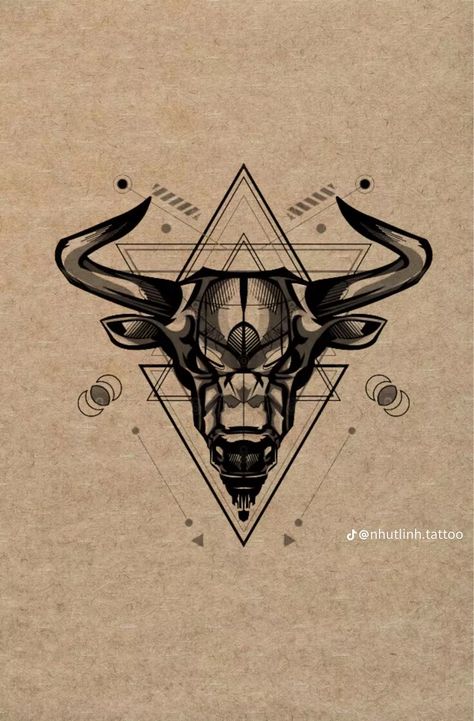 Mens Bull Tattoo, Bull Face Tattoo, Bull Tattoo Design For Men, Taurus Bull Tattoos Design, Taurus Tattoo Men, Bull Tattoo Ideas, Tattoo Bull, Ox Tattoo, Fs Logo