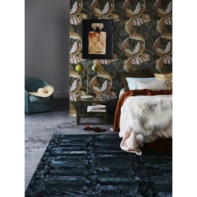 Amigos de Hoy Moonlight Fluffelbuster Faux Fur Throw & Reviews | Temple & Webster Art On The Floor, Wallpaper Prints, Unique Homewares, 70s Glam, Greenhouse Interiors, Cowhide Rugs, Bold Wallpaper, Leather Rug, Teal Area Rug