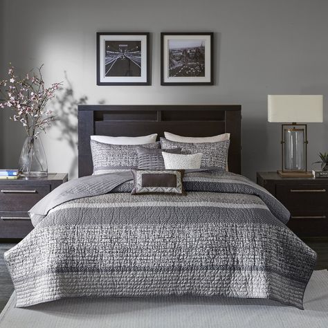 Madison Park Melody Grey/ Taupe (Brown) Quilted Coverlet Set (Full - Queen) Glam Comforter Set, How To Clean Pillows, Lightweight Bedding, Throw Pillows Bed, Madison Park, Bedding Stores, Coverlet Set, Quilted Coverlet, Quilt Set