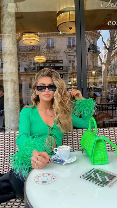 Maja Malnar’s Instagram post: “Pink, green or both!? 💘💚 Fav looks of last month , which was yours!? . . . . . . . #reels #fashionreels #trendyreels #trendsong…” Maja Malnar, Feather Fringe, Fringe Crop Top, Fringe Top, Print Crop Tops, Top Collection, Round Sunglass Women, Lace Knitting, Neck Pattern