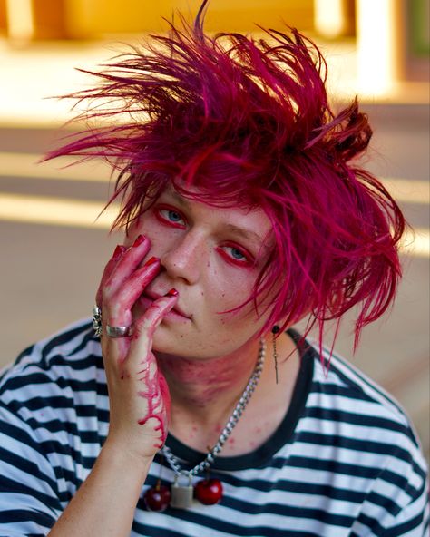 Goth boy red hair Goth Boy, Hair Dye, Dyed Hair, Red Hair, Pretty People, Dreadlocks, Dye, Hair Styles, Hair